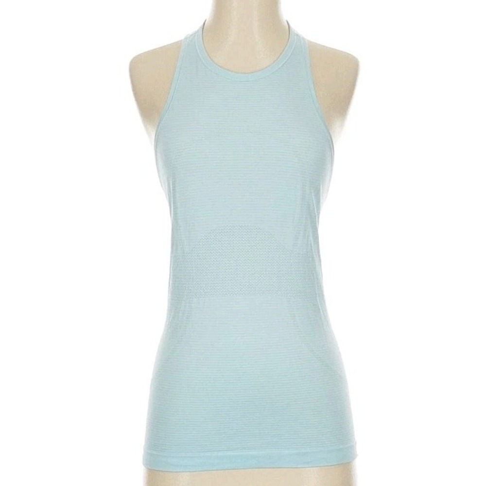 Lululemon Womens 4 Swiftly Tech Racerback Tank Top Running Gym Caspian Blue